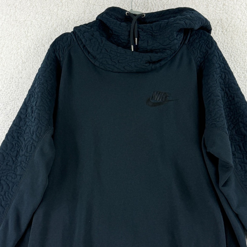 Nike Quilted Rally Hoodie Sweater Womens Size XL Black Pullover Long Sleeve Knit - Picture 2 of 16